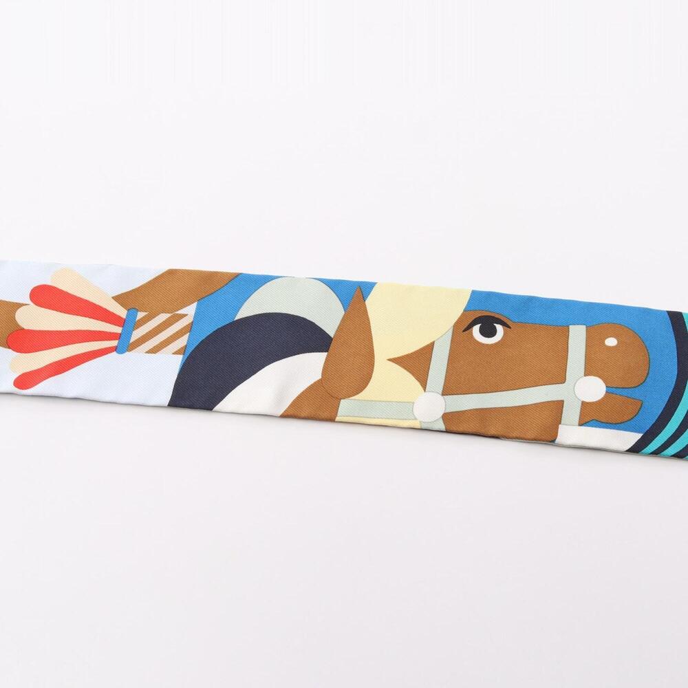 HERMES Blue Silk Scarf - Picture 6 of 7